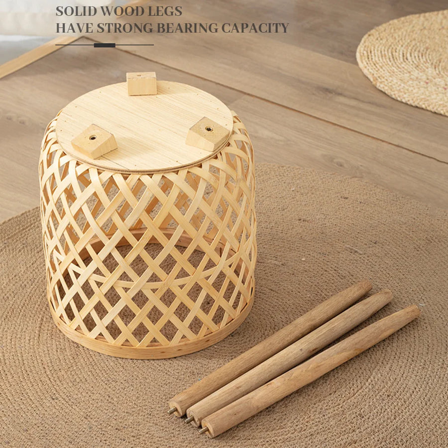 Handmade Bamboo Woven Flower Pot with Stand - Stylish Plant Display and Storage Stand for DIY Enthusiasts - Ideal for Nursery Pots and Home Decoration