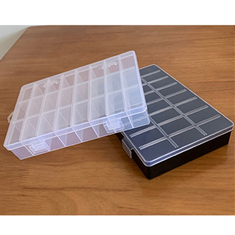Pratica piccola scatola portaoggetti in plastica con 24 griglie, contenitore per organizer per viti con perline per gioielli, scatola per attrezzi per la conservazione, organizer per scatole per attrezzi 