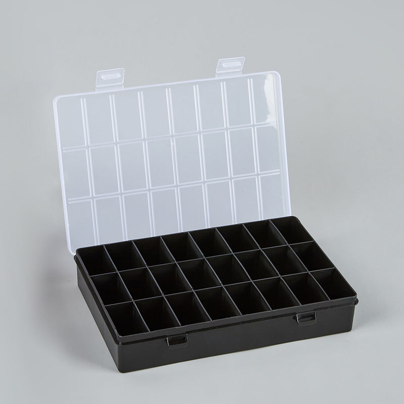Pratica piccola scatola portaoggetti in plastica con 24 griglie, contenitore per organizer per viti con perline per gioielli, scatola per attrezzi per la conservazione, organizer per scatole per attrezzi 