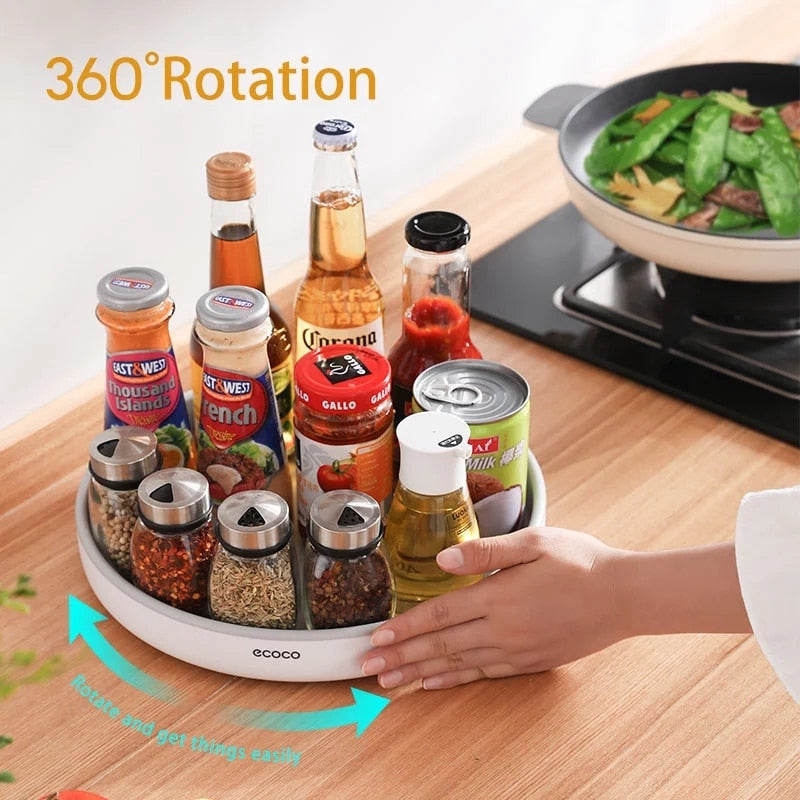 Porte-épices rotatif, organisateur d'assaisonnement à 360 degrés, support d'assaisonnement de comptoir, stockage d'épices pour la cuisine, plateau tournant à gâteau rotatif 