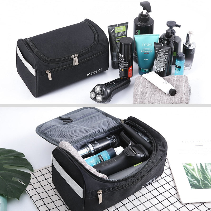Polyester Men Business Portable Storage Bag, Toiletries Organizer, Women Travel Cosmetic Bag, Hanging Waterproof Wash Pouch, Portable Makeup Bag