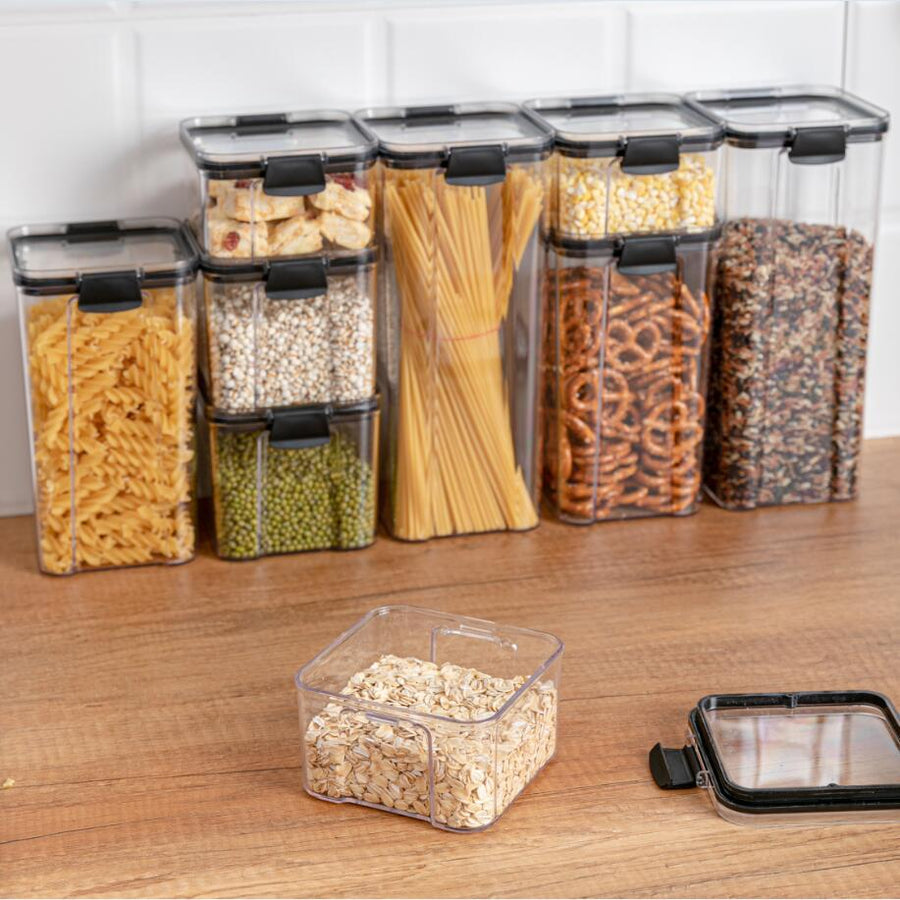 Contenitori per alimenti in plastica con coperchi Easy Lock, per l'organizzazione e lo stoccaggio della dispensa della cucina, contenitori ermetici per alimenti, scatola di plastica 