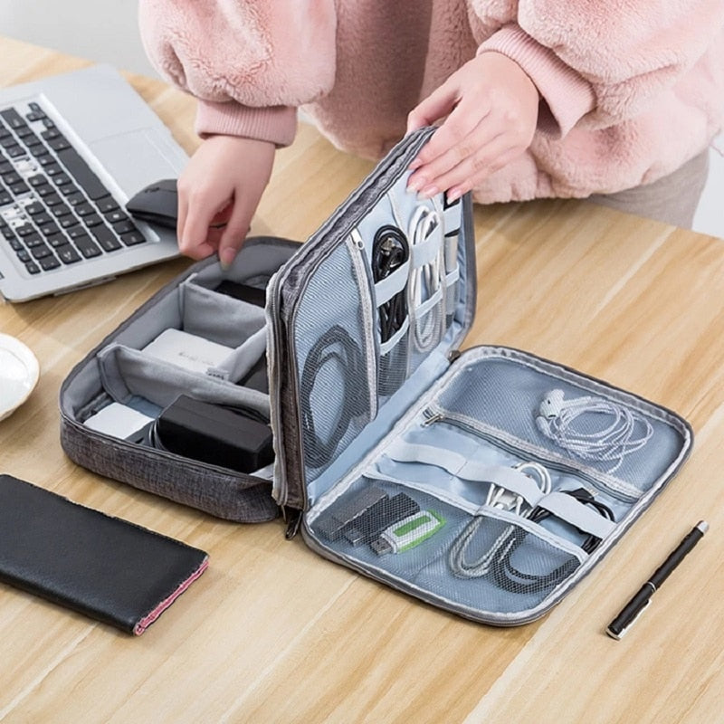 Portable Cable Storage Bag, Travel Cable Organizer, Waterproof Electronic Accessories Storage, USB Cord Charger Storage Bag