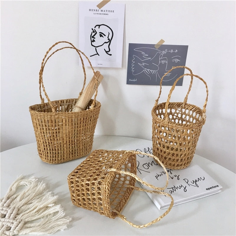 Mini Flower Storage Basket, Ins Style Portable Basket, Home Decorative, Picnic Weaving Organizer